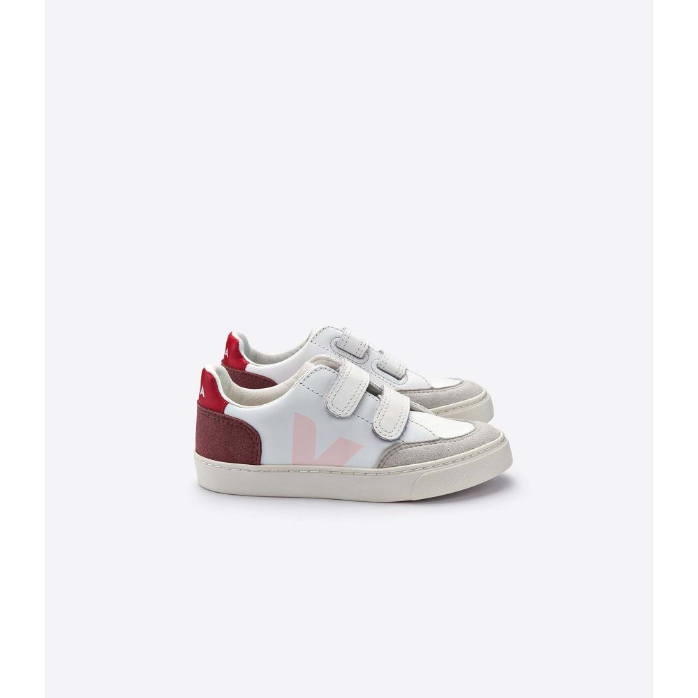 White Kids\' Veja V-12 LEATHER Sneakers | AU 873BEX